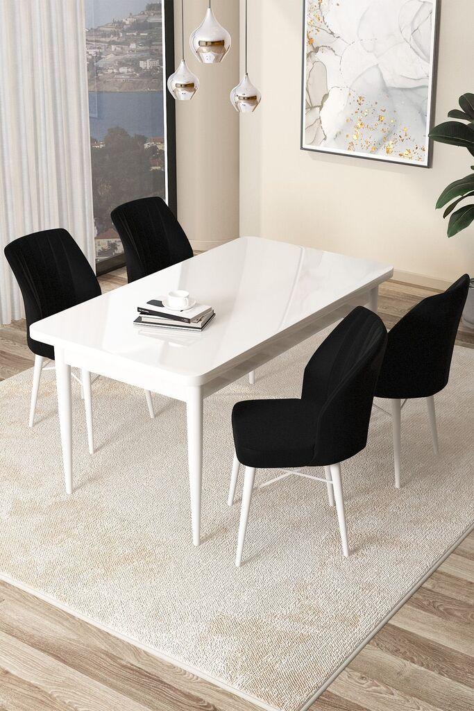 Hanah Home Set Трпезариска маса и 4 столчиња Arp, црно-бело