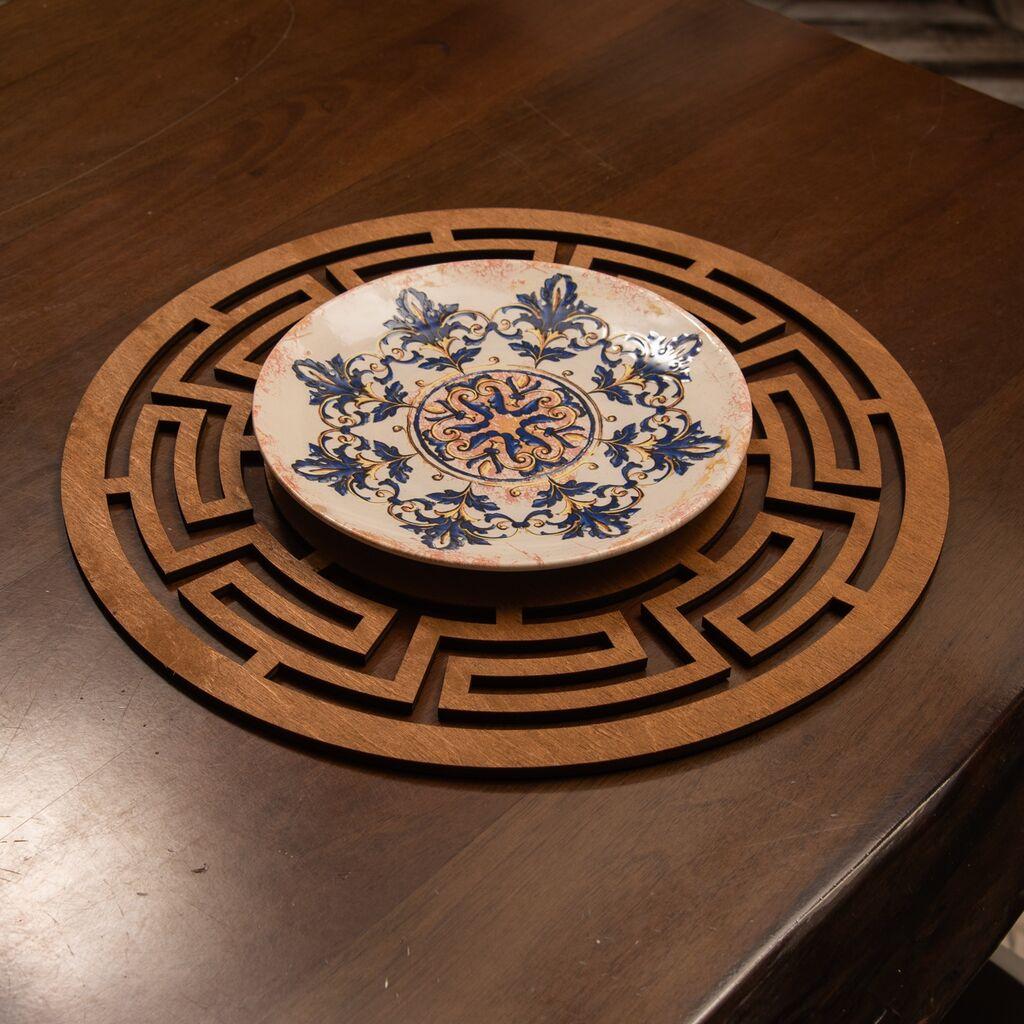 Комплет подметачи за јадење Хермија Лавиринт, дрвен, 4 парчиња, кафеава