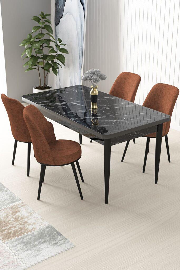 Комплет трпезариска маса Hanah Home и 4 столчиња Nile, теракота