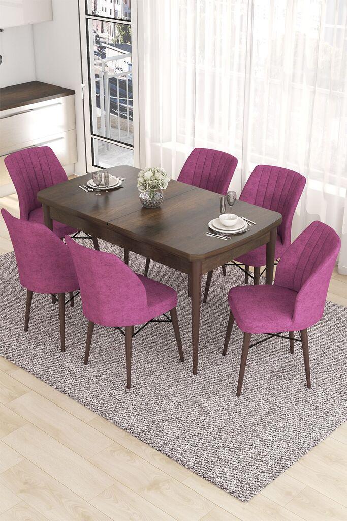 Hanah Home Set Трпезариска маса и 6 столчиња Eva, виолетово-кафеава
