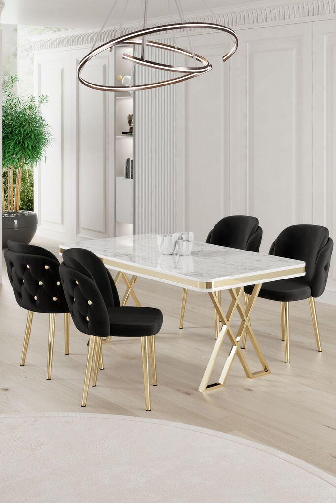 Hanah Home Set Трпезариска маса и 4 столчиња Ригел, црно-бела