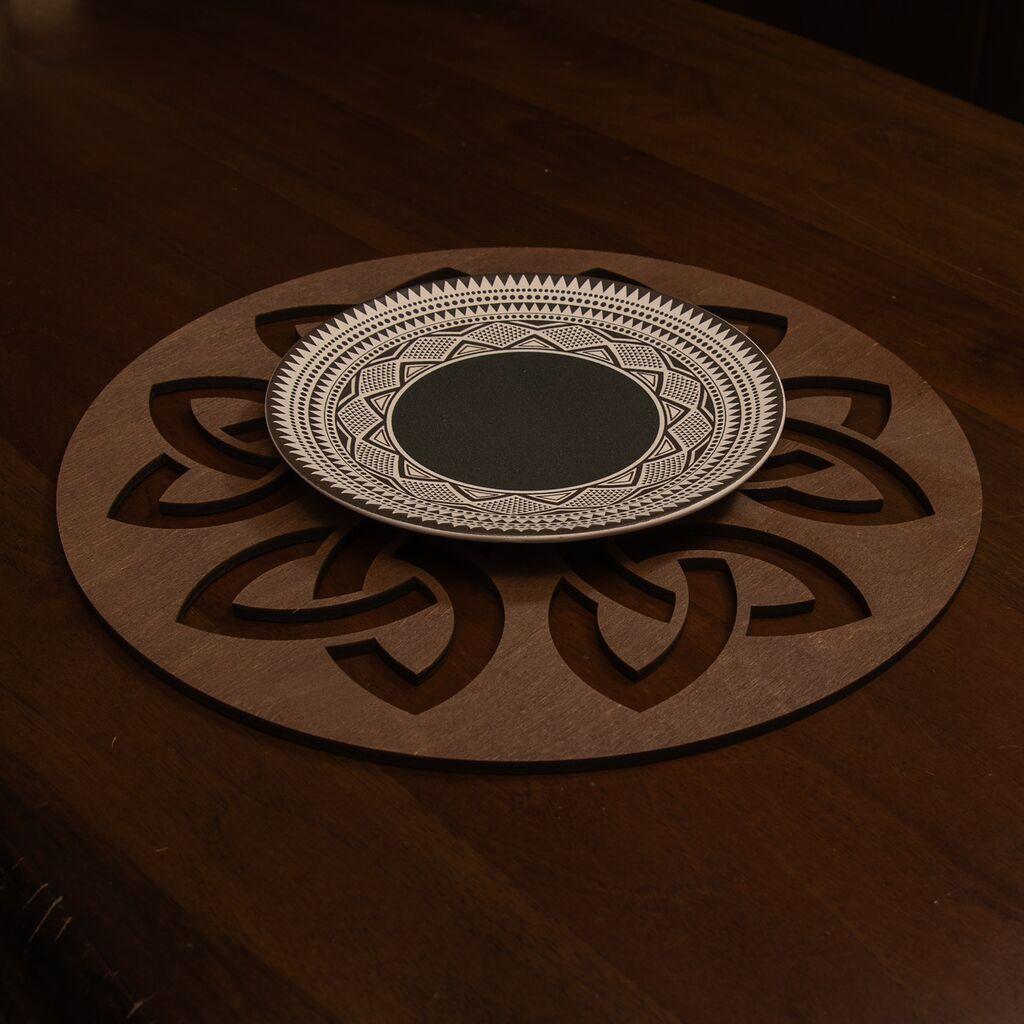 Комплет подметачи за јадење Hermia Lugh, дрвен, 4 парчиња, кафеава