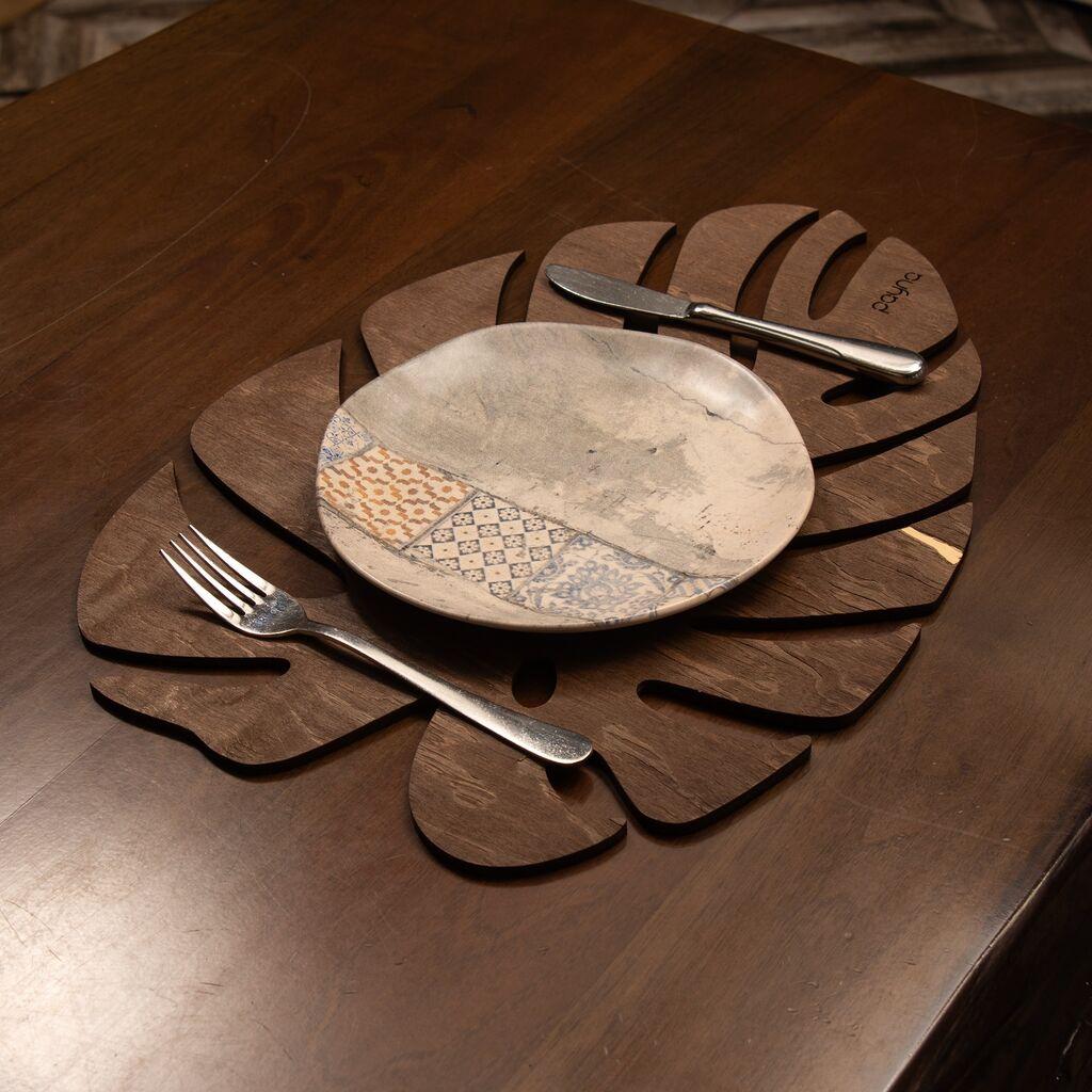 Комплет подметачи Hermia за масата Monstera, дрвени, 4 парчиња, кафеави