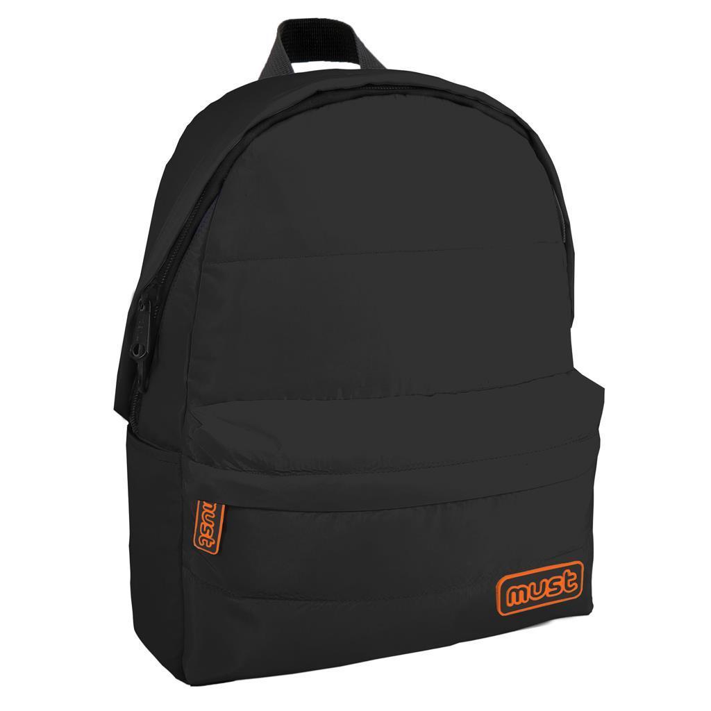 MUST Ранец, 3 Патенти, Monochrome puffy, 000585046, 32*42*17цм, Црна
