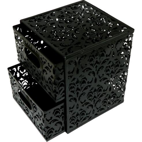 LANDA Полица Метална Со 2 Фиоки Аму 2520-054- 165*162*196Мм Црна