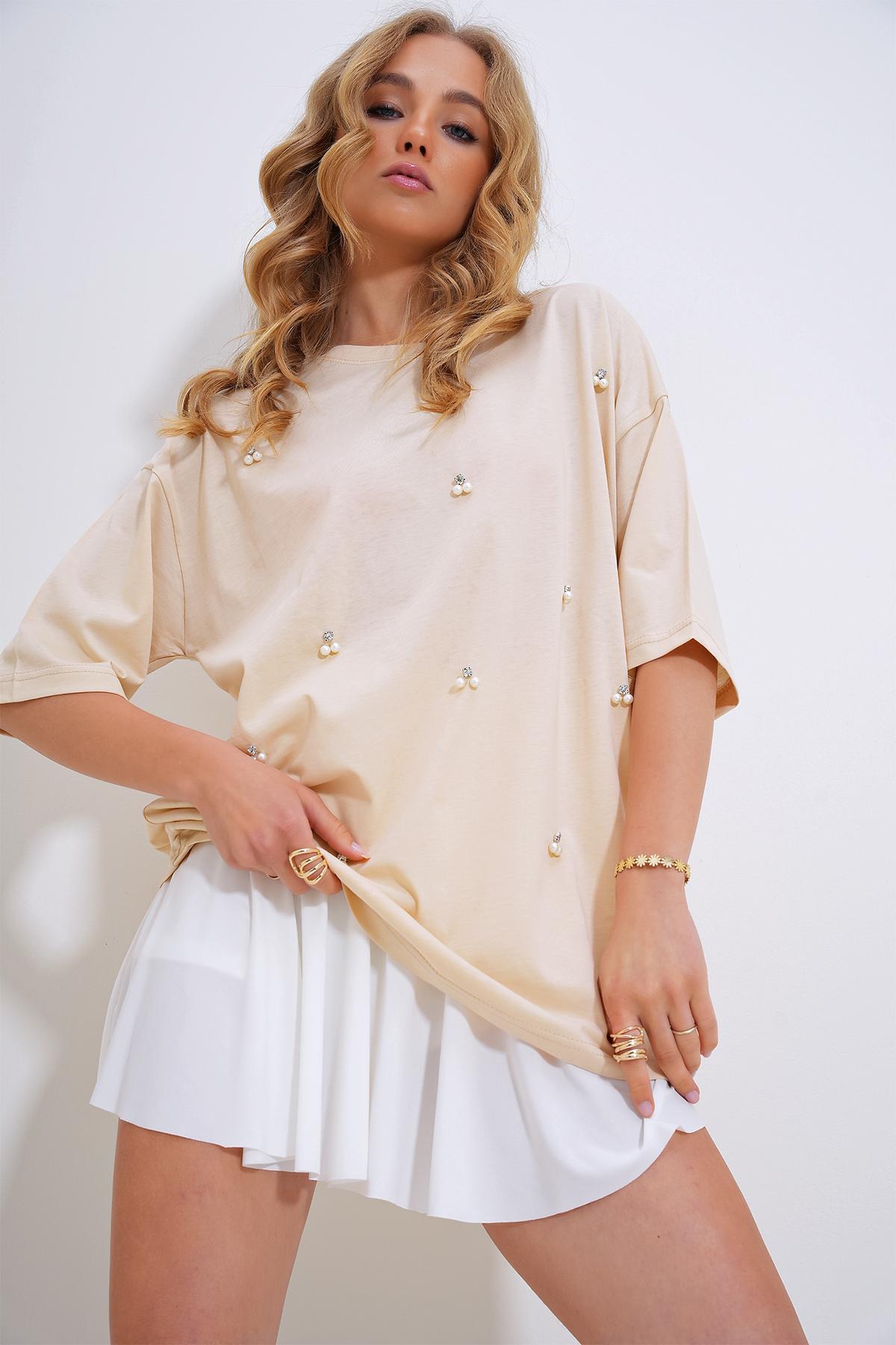 Trendyol Женска Маица Крем