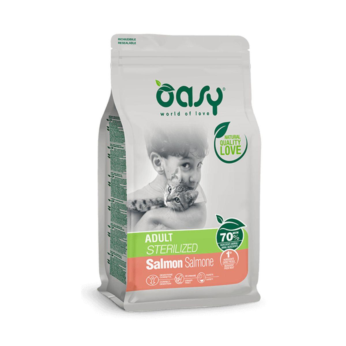 Oasy Монопотеинска Храна Со Лосос За Возрасна Стерилизирана Мачка