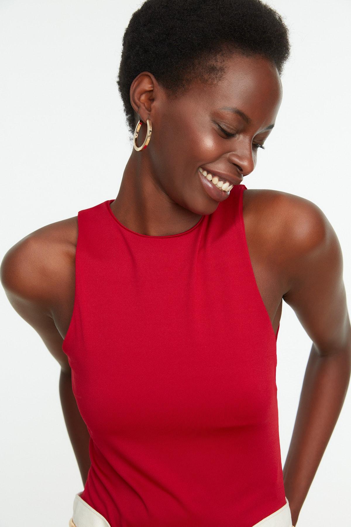 Trendyol Женско Боди Бордо