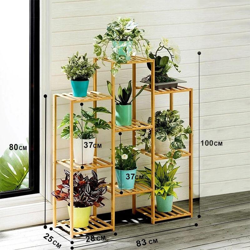 Home idea Сталажа за Цвеќе од Бамбус-Троделна За 9 Саксии