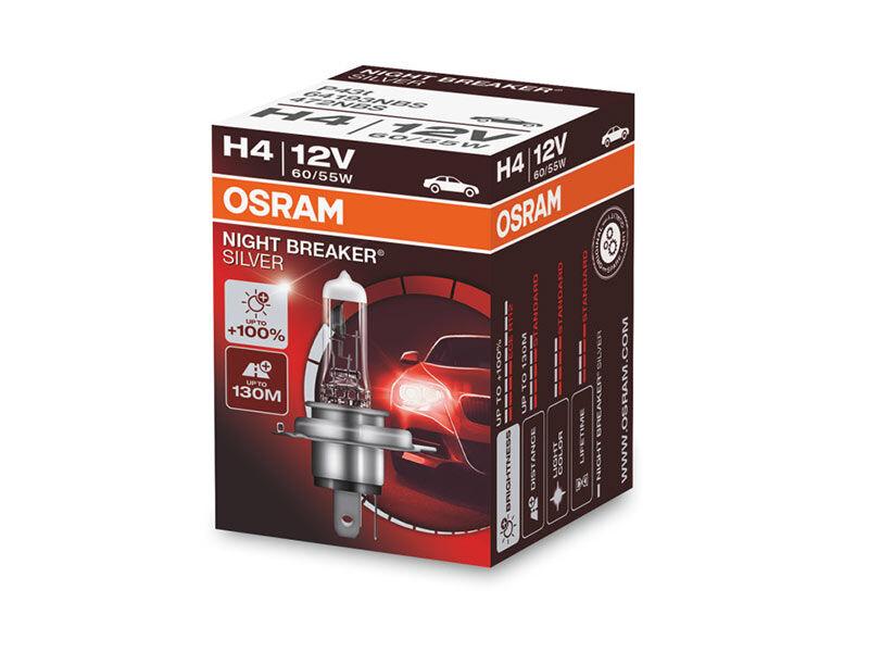 OSRAM Халогенска сијалица Osram H4 Night Breaker Silver 12V, 60/55W, P43t, 1650/1000lm, 1 бр. во кутија