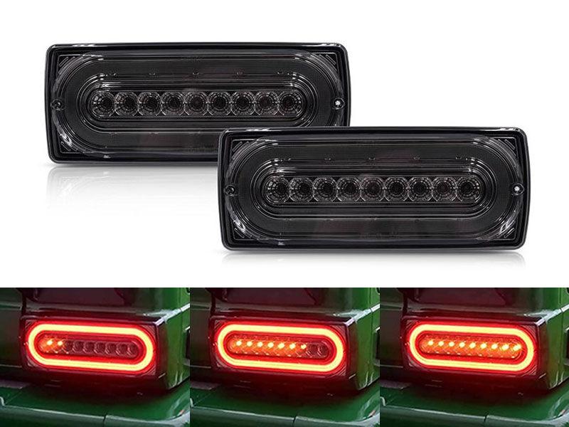 AUTOLUX Комплет тунинг Dynamic LED штопови за Mercedes G класа W463 1999-2018 со затемнета основа, лев и десен