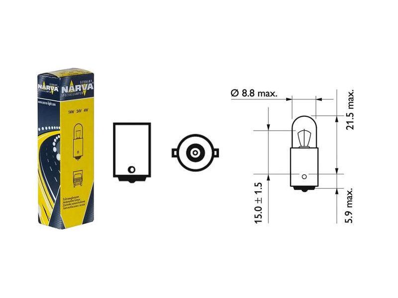 NARVA Халогенска сијалица Narva T4W 24V, 4W, BA9s, 1 бр.