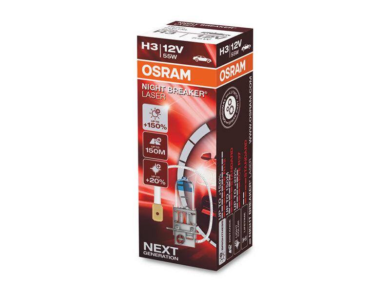 OSRAM Халогенска сијалица Osram H3 Night Breaker Laser +150% 12V, 55W, PK22s, 1450lm, 1 бр. во кутија