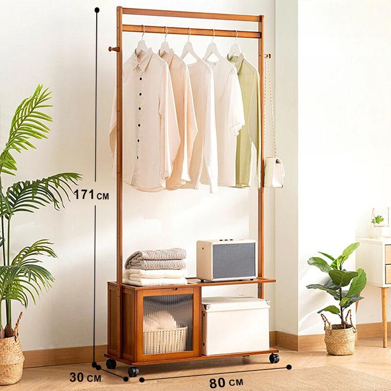 Home idea Дводелен Подвижен Штендер за Алишта-Од Бамбусово Дрво