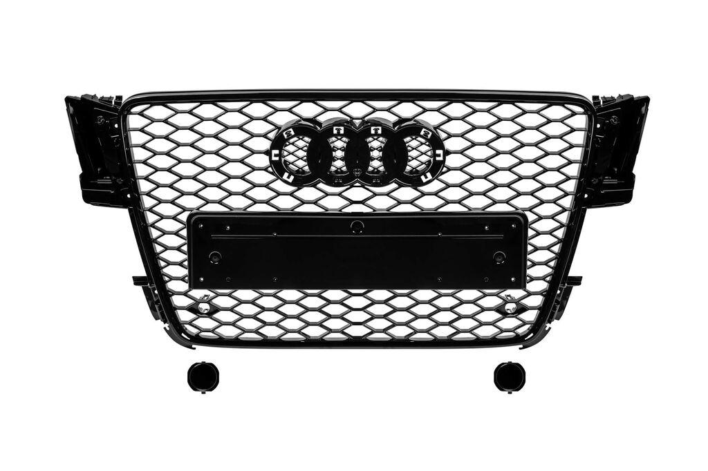 AUTOLUX Црн лак решетка тип RS5 за Audi A5 2007-2011, со отвори за паркинг сензори