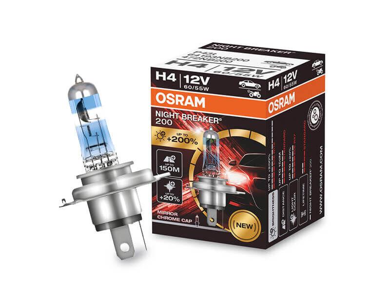 OSRAM Халогенска сијалица Osram H4 Night Breaker Laser +150% 12V, 60/55W, P14.5s, 1650/1000lm, 1 бр. во кутија