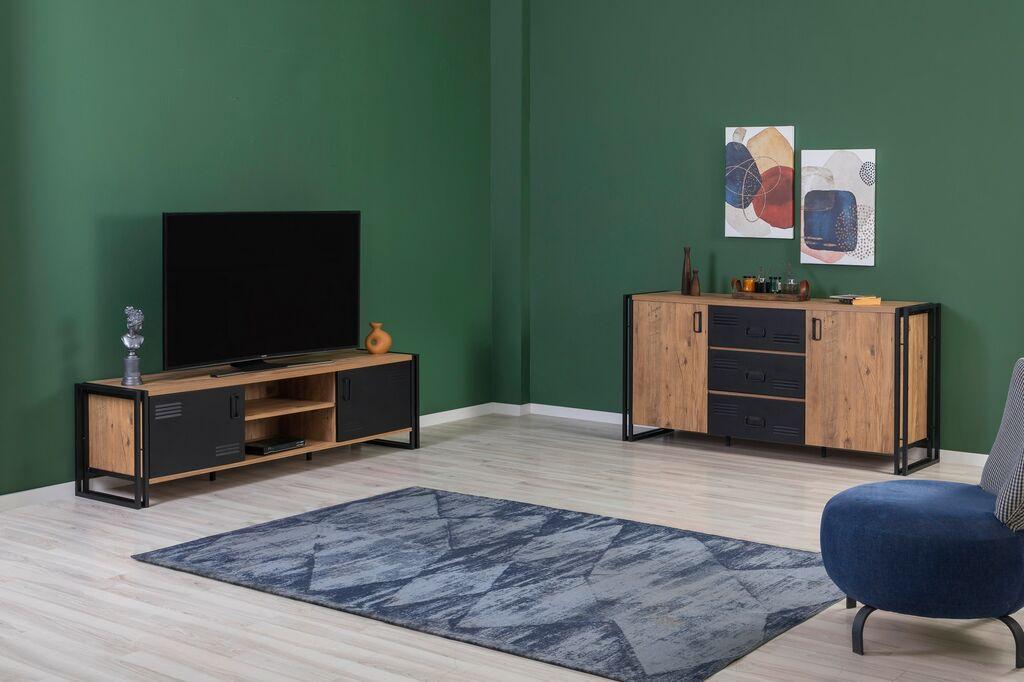 Комплет мебел за дневна соба Hanah Home Cosmo 22, кафеаво-црн