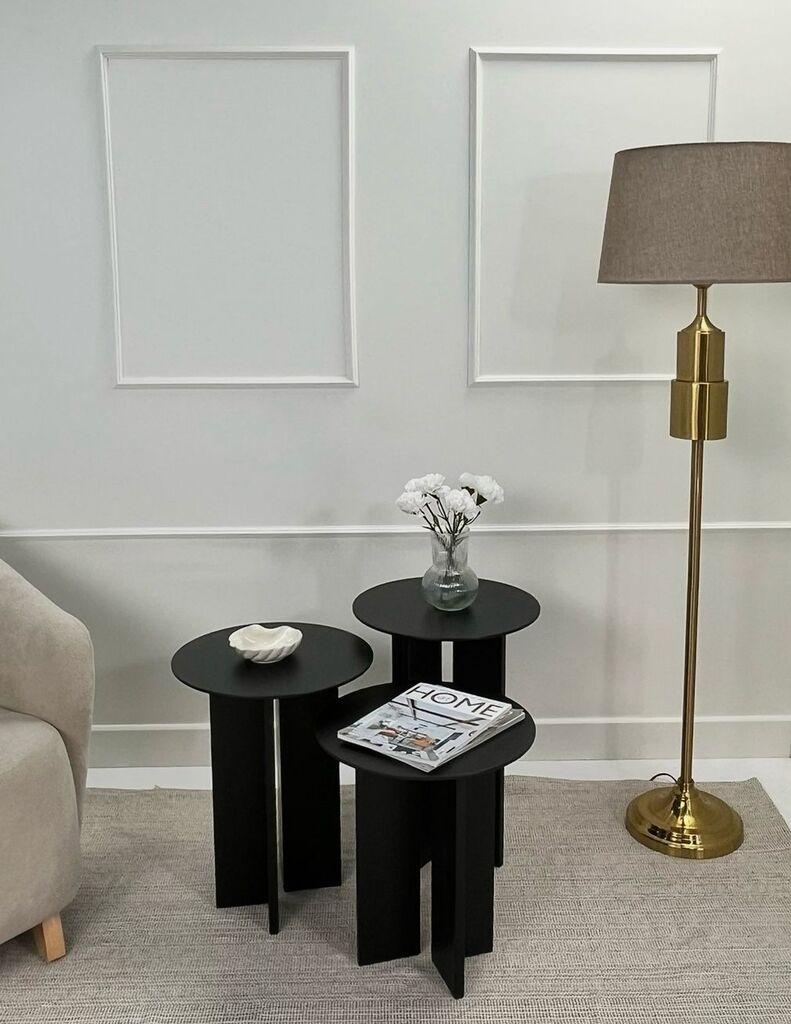 Комплет клуб маси Hanah Home Leo, 2 парчиња, црна