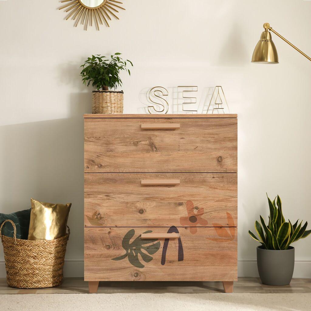 Комода Hanah Home Leva Gravis Flow, 80x95x43 см, кафеава
