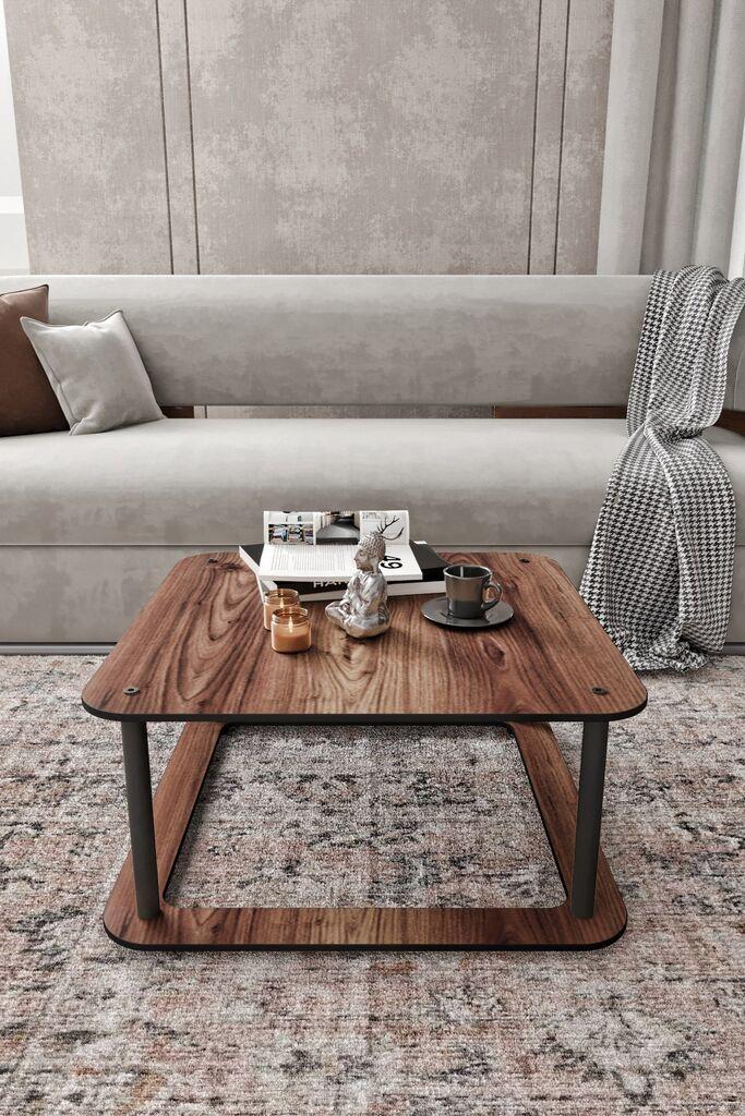 Маса Hanah Home Club со квадратна дупка, 70x38x70 см, црна