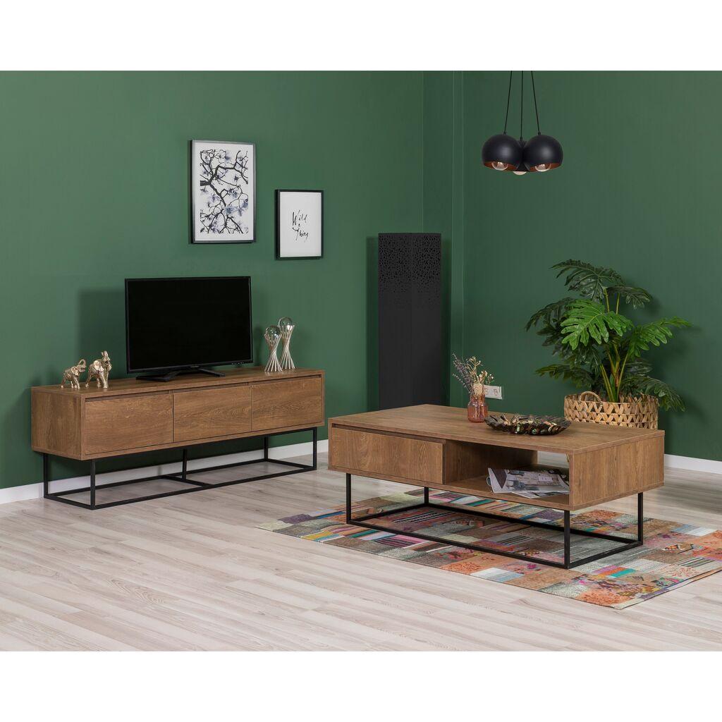 Комплет мебел за дневна соба Hanah Home Laxus 16, боја на орев