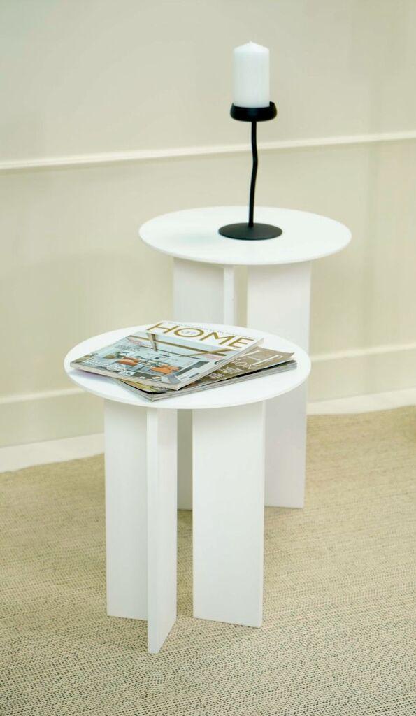 Комплет клуб маси Hanah Home Leo, 2 парчиња, бела боја