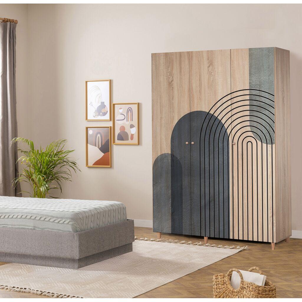 Гардеробер Hanah Home Lena 3-973, 135x192x52 см, Шарена