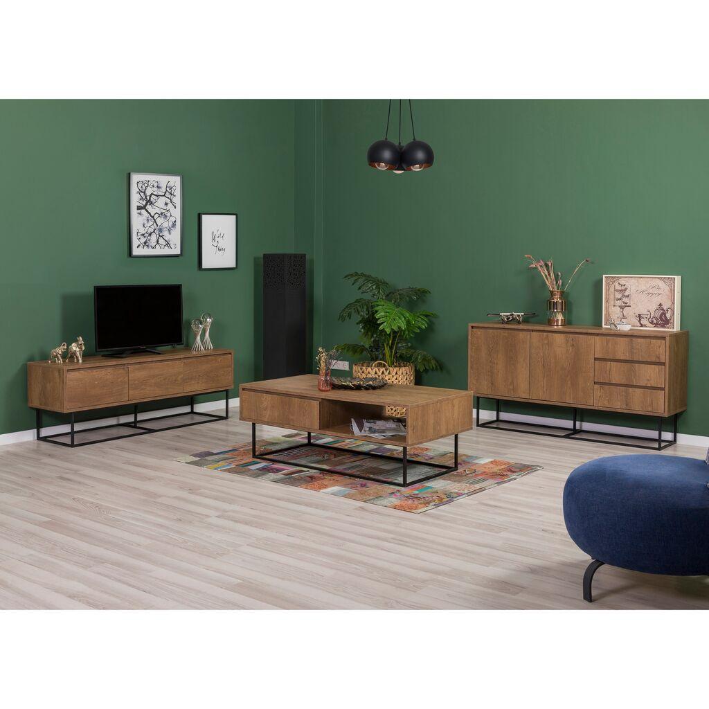 Комплет мебел за дневна соба Hanah Home Laxus 14, боја на орев