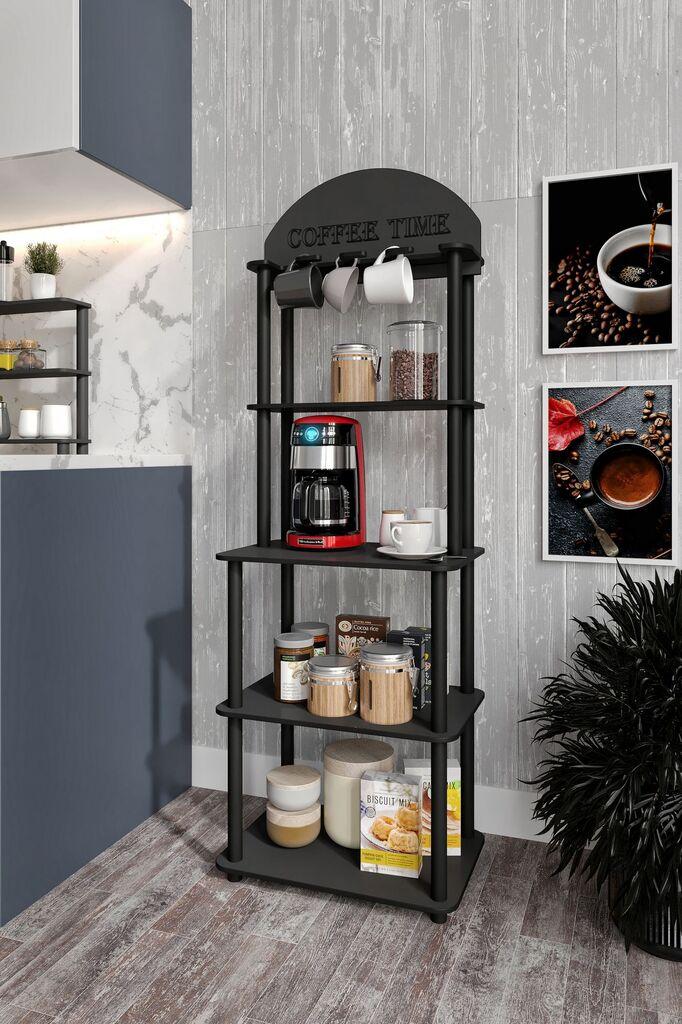 Полица за кафе Hanah Home Lungo, 30x50x140 см, црна