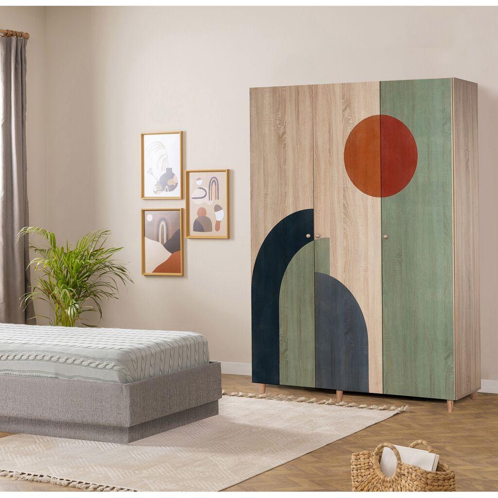 Гардеробер Hanah Home Lena 3-972, 135x192x52 см, шарена