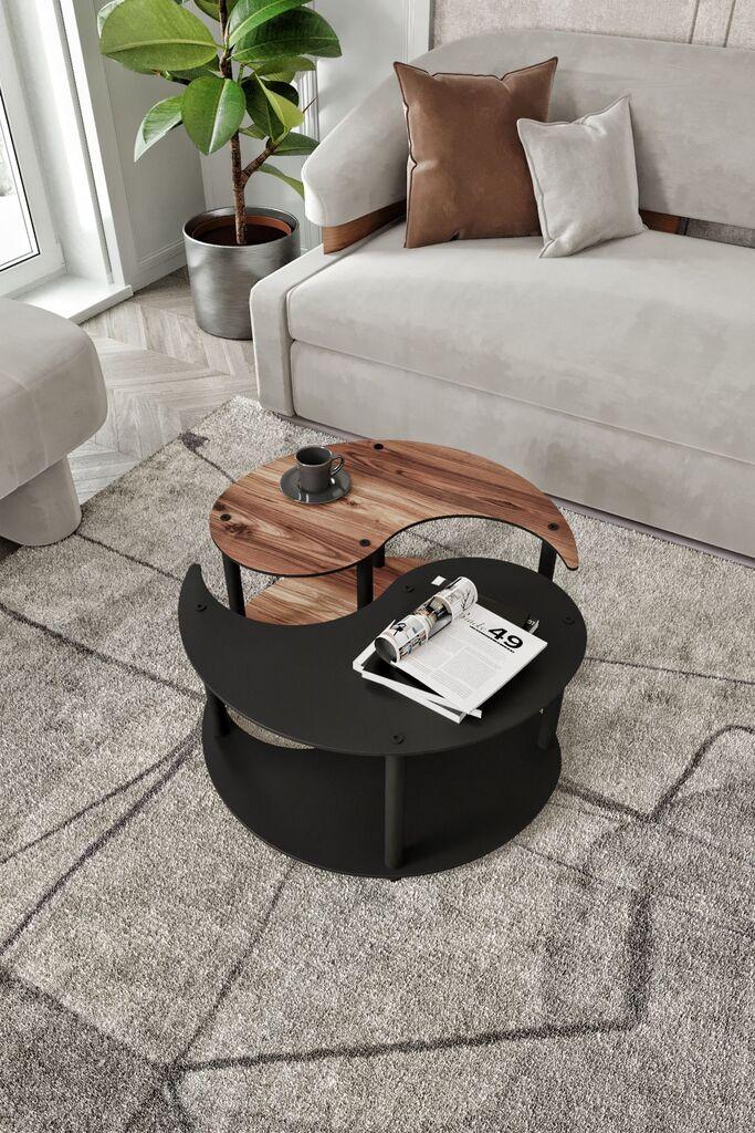 Hanah Home Комплет клуб маси Yi Yang2L 70, 2 парчиња, кафеава