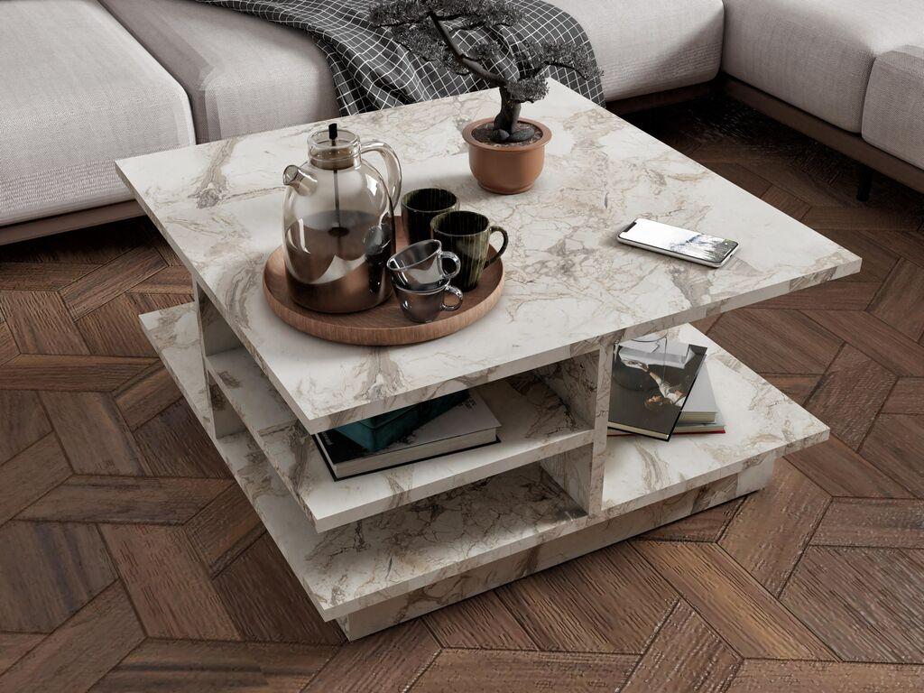 Маса Hanah Home Club Череп, 80x40x80 см, жолто-бела