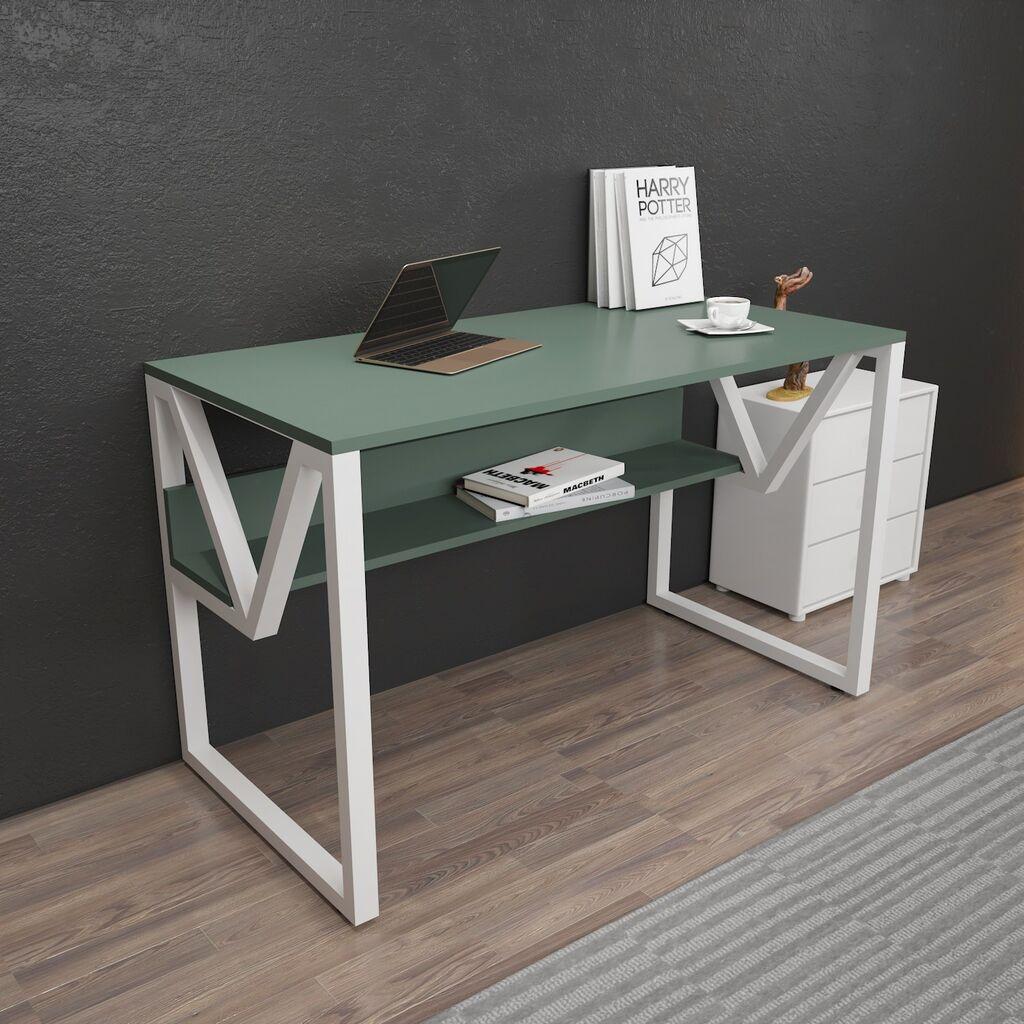 Работна маса Hanah Home Lonah, 120x72.8x60 см, маслинесто-црна