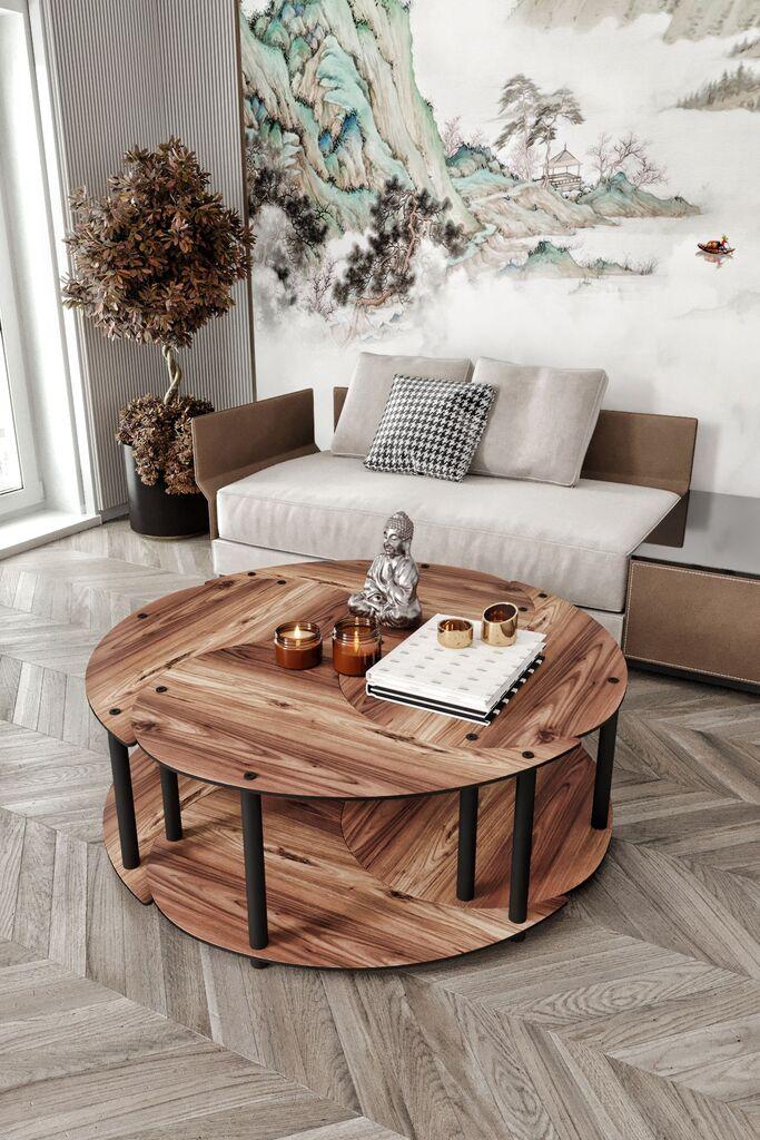 Hanah Home Комплет клуб маси Yi Yang4L 70, 4 парчиња, црна