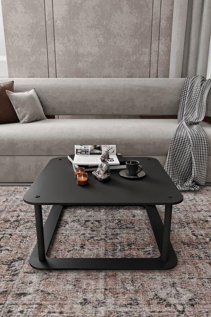 Маса Hanah Home Club со квадратна дупка, 70x38x70 см, црна