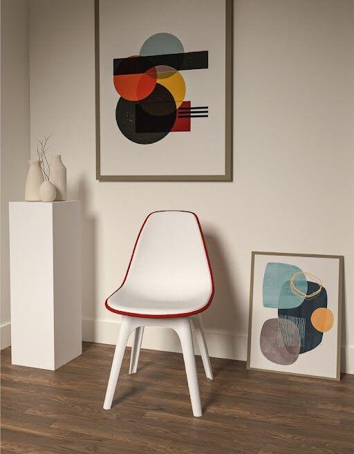 Hanah Home Комплет трпезариски столчиња Eos P Црвени, 2 парчиња, Бели