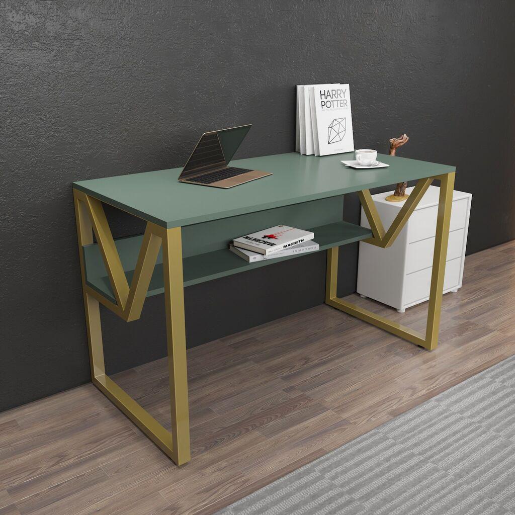 Работна маса Hanah Home Lonah, 120x72.8x60 см, маслинесто-црна