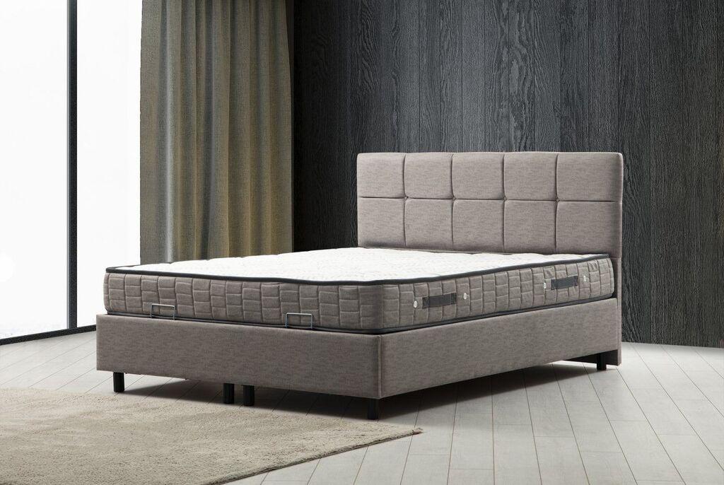 Кревет Hanah Home со наслон Виталија, 120x114x200 см, сив