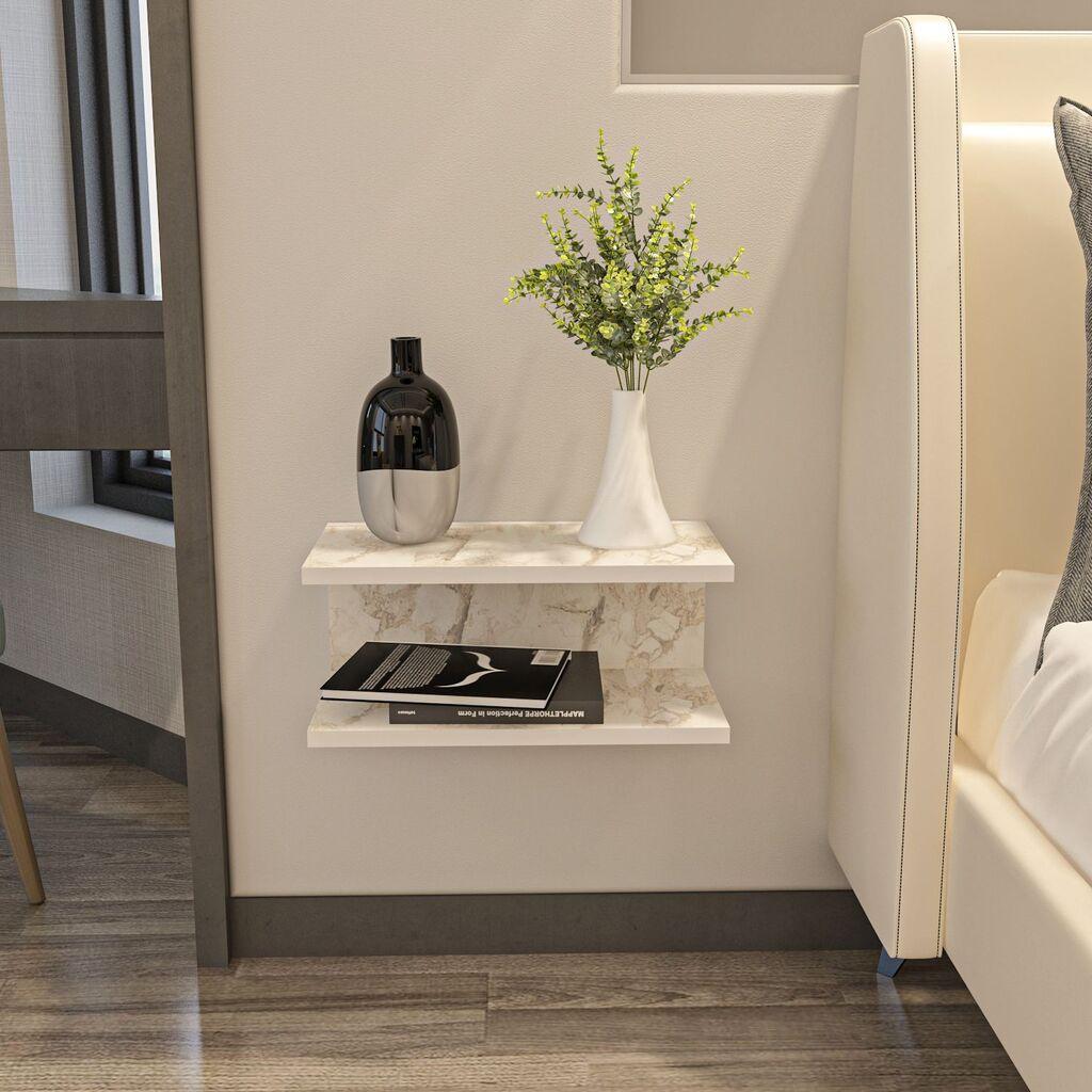 Ноќна масичка Hanah Home Ramira, 45x19.6x23.8 см, жолто-бела