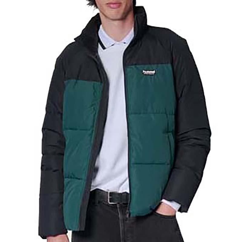 HUMMEL Машка јакна Hmlpuff jacket short sportswear, Зимзелено-Црна