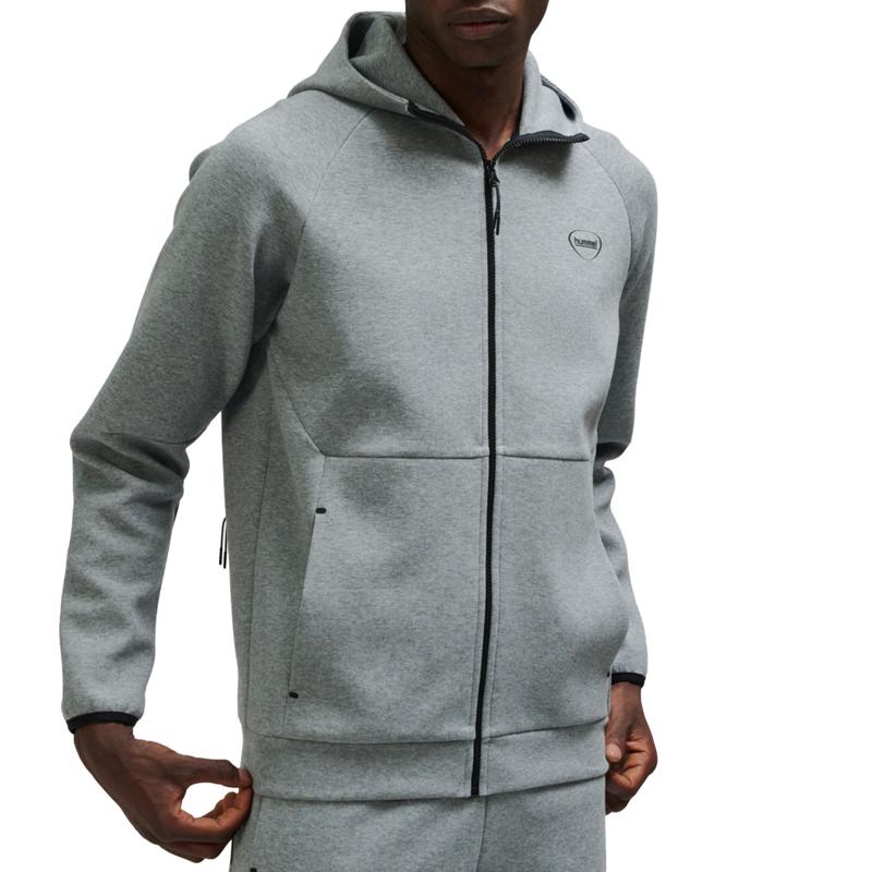 HUMMEL Машки дуксер Hmltech fleece regular zip, Црн