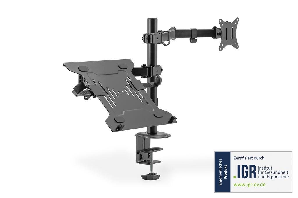 DIGITUS Држач за монитор 17-32" и лаптоп, со стега или поставување на биро, носивост до 9 kg