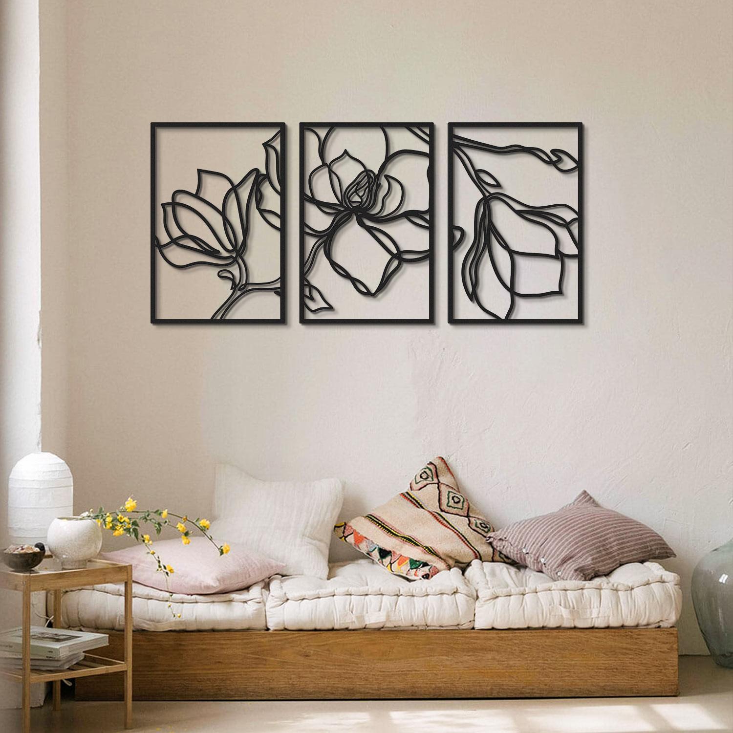 Wallity декорација за dzид Floral Line-APT529MS, 30x45 см, 1,2 мм, црна