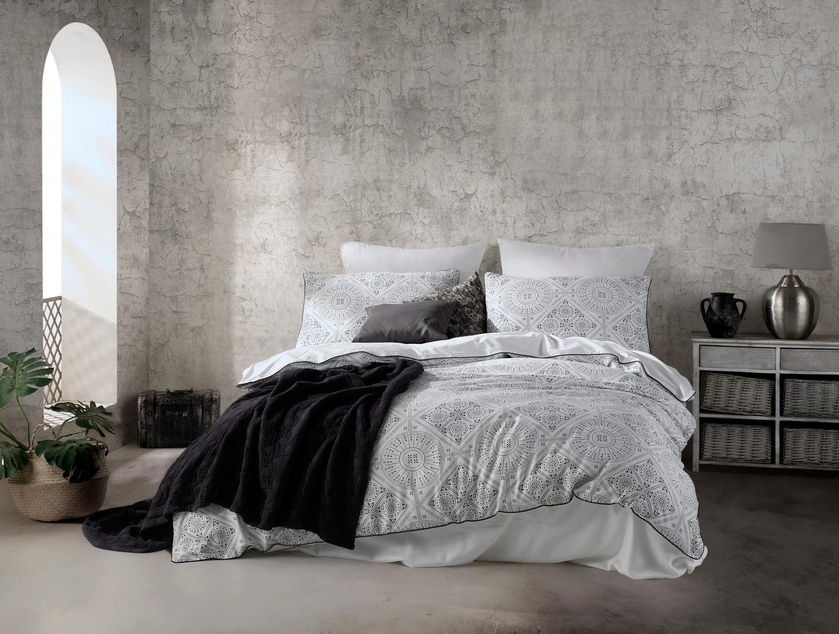 Комплет постелнина L'essentiel Maison Iskit, 200x220 см, бела-црна
