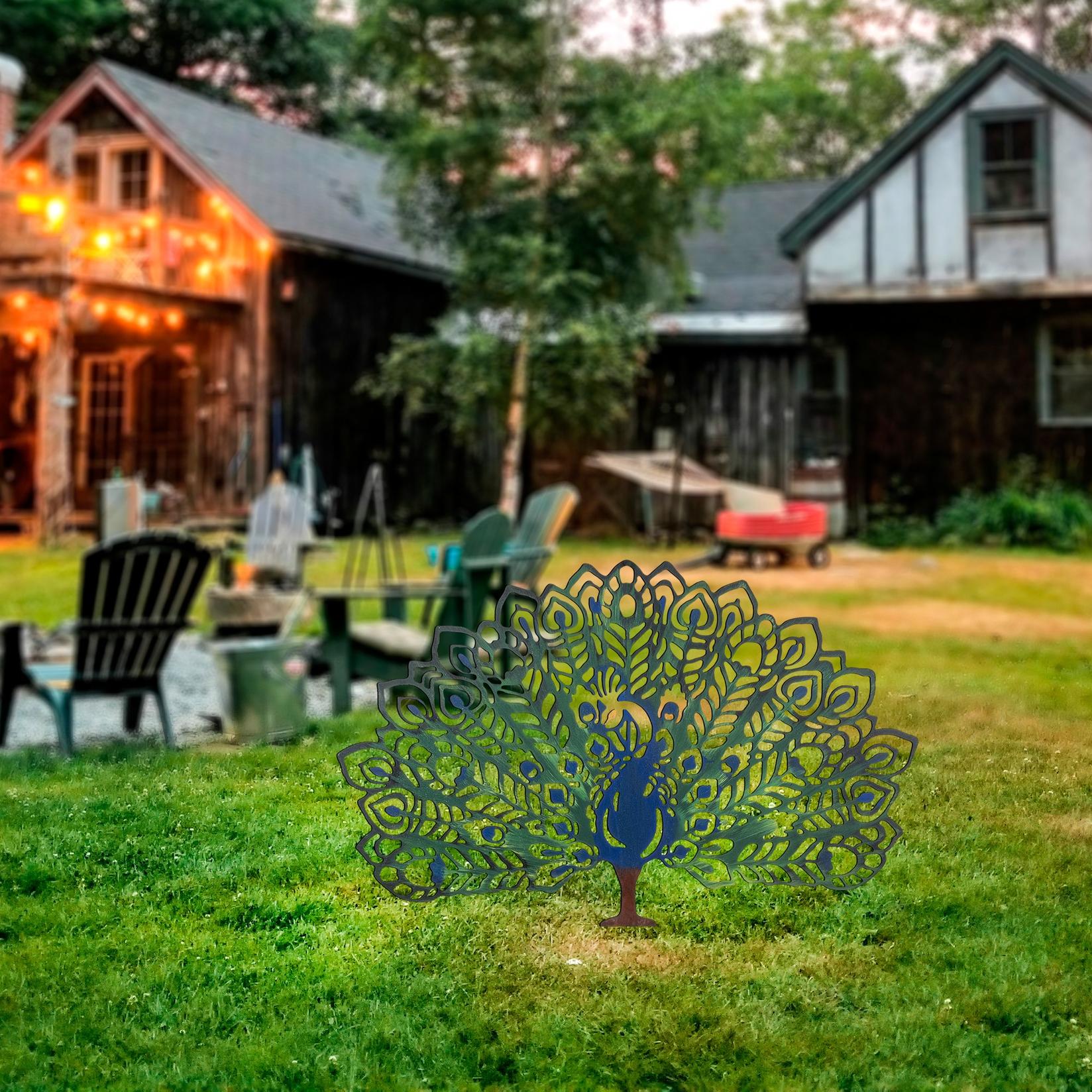 Аберто Дизајн Декоративна фигура Паун, 60x38 см, 1,5 мм