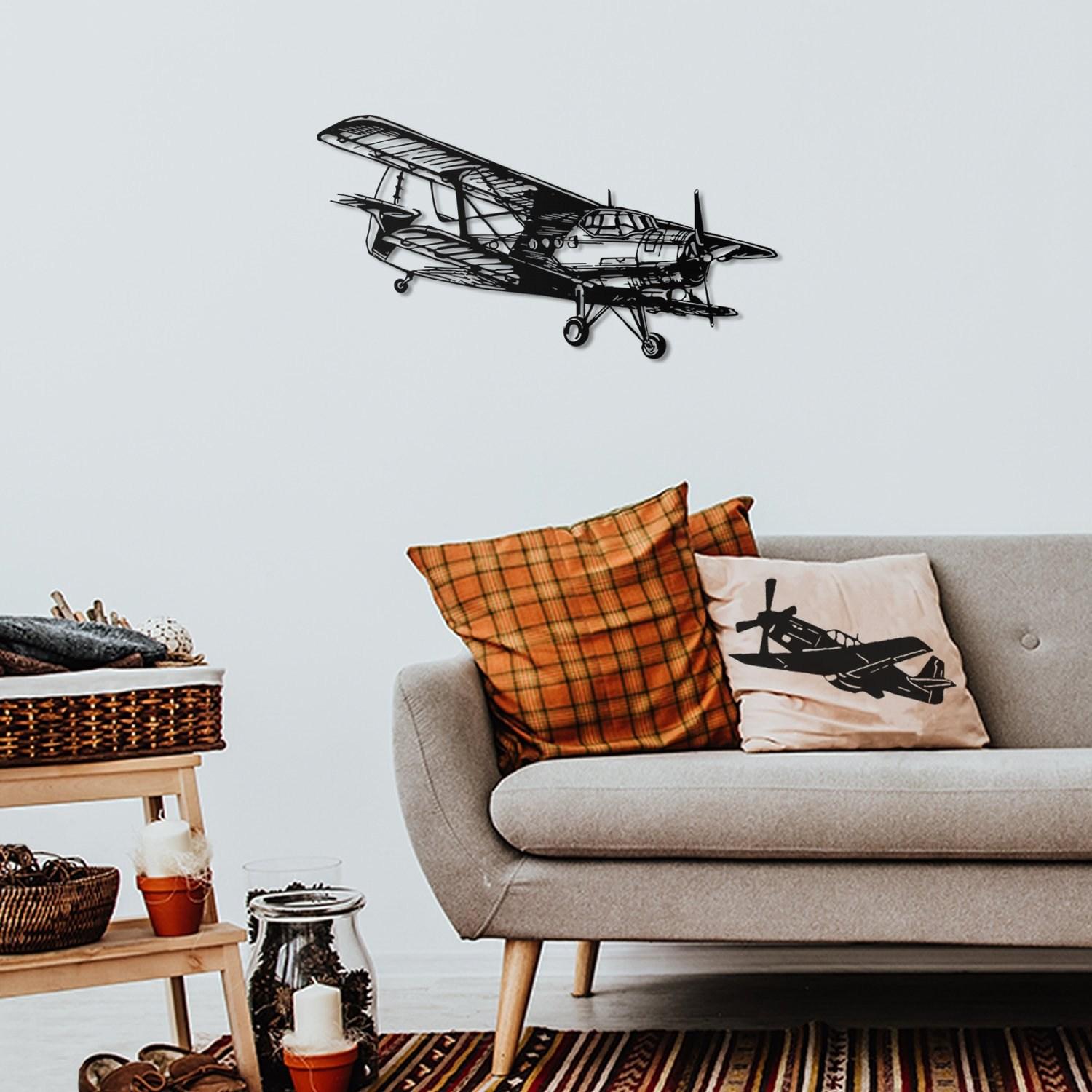 Wallity декорација за dzид Airplane-APT322MS, 39x74 см, 1,5 мм, црна