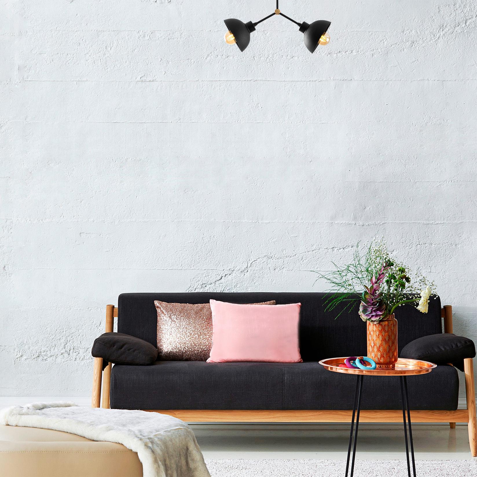 Opviq Luster Dram-1116, 46x15 см, 2xE27, 40W, црна