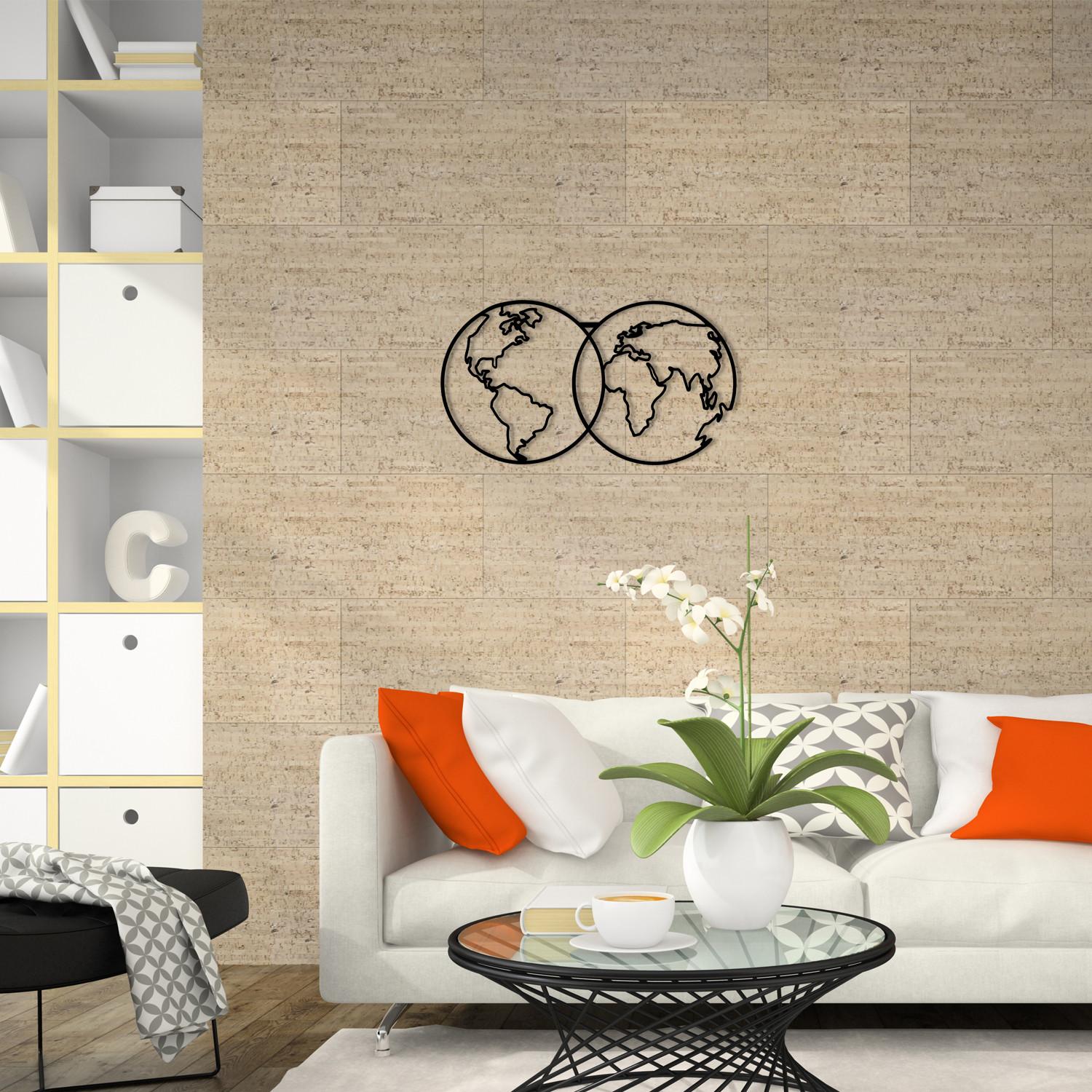 Wallity dzидна декорација Светска мапа 10, 60x34 см, 1,2 мм, црна