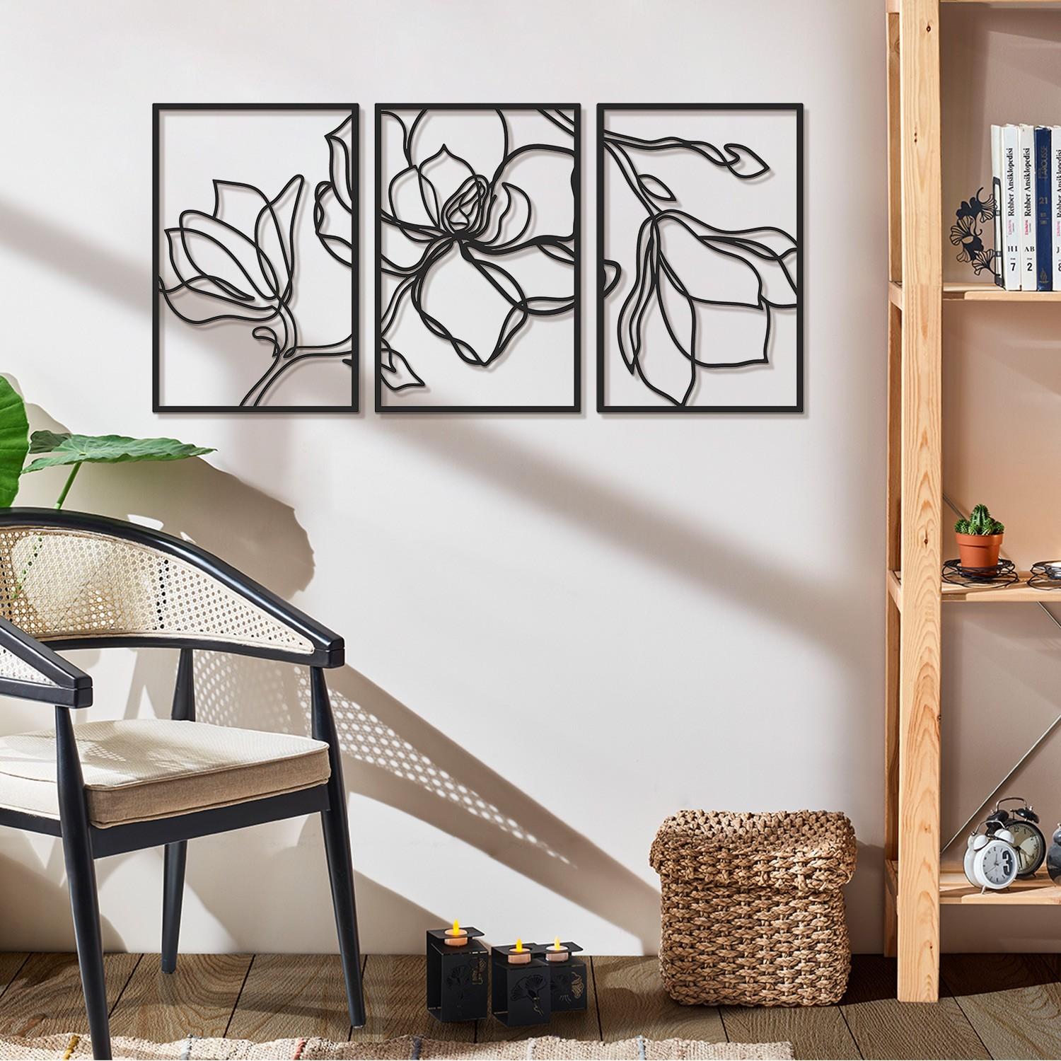 Wallity декорација за dzид Floral Line-APT529MS, 30x45 см, 1,2 мм, црна