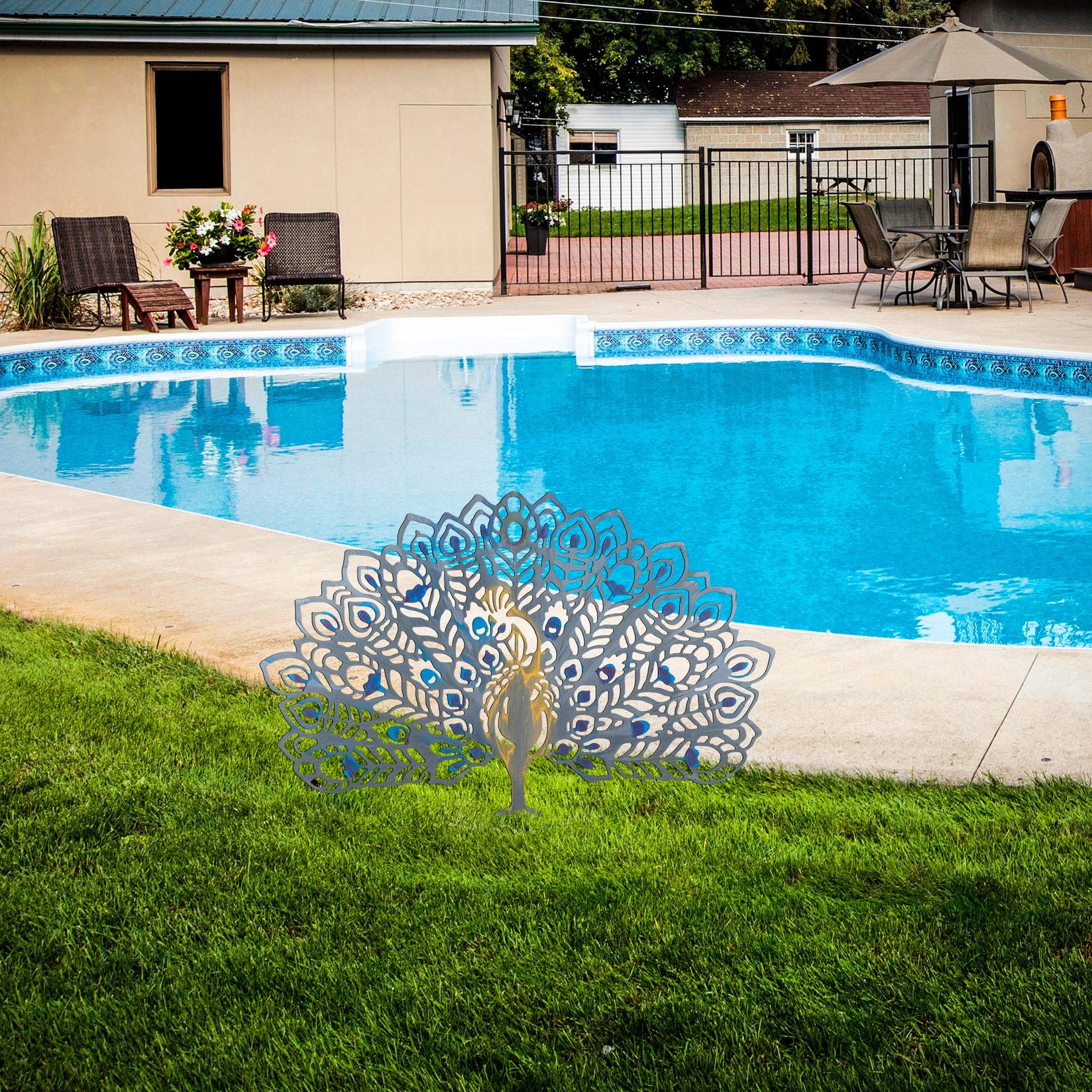 Аберто Дизајн Декоративна фигура Паун, 60x38 см, 1,5 мм